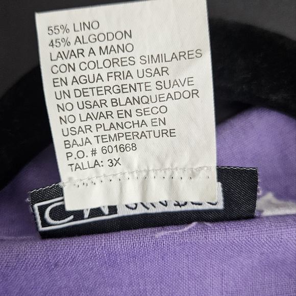 Vintage C.M. Shapes Button Down Shirt 3/4 Sleeve Purple 3XL Shoulder Pads Tunic - Picture 4 of 8